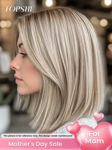 Topshe High-Quality Lace Wig, 12-Inch Shoulder-Length Straight Hair, Light, Heat-Resistant, Natural Look, Comfortable Fit