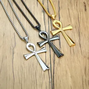 64MM Unisex Ankh Cross Pendant – Stainless Steel  With 24 Inches Chain - A Perfect Gifts For Lovers, Friends, Boyfriends, Girlfriends, Wife, Husband, Thanksgiving, Independence Day, Holloween, Black Friday, Chrisatmas and New Year D492