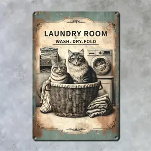 Stylish 2D Flat Laundry Room Sign for Home Decor Perfect for Coffee Shops Bars and Exceptional Holiday Gift Option