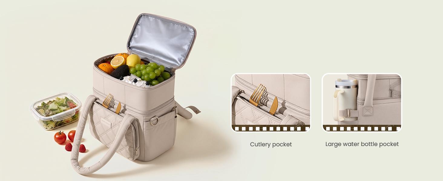 LOVEVOOK Insulated Lunch Bag Women,Expandable Double Deck Adult Lunch Box Women with Cup Holder,Bow Quilted Puffer Lunch Tote,Large Leakproof Collapsible Cooler Bag for Work College Picnic Meal Prep LOVEVOOK Insulated Lunch Bag Women,Expandable Double Deck Adult Lunch Box Women with Cup Holder,Bow Quilted Puffer Lunch Tote,Large Leakproof Collapsible Cooler Bag for Work College Picnic Meal Prep