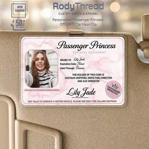 [Flash Deal] RodyThread Personalized Passenger Princess Car Visor Clip – Custom Photo Certified Car Decor,  Car Accesories Trendy Pink Marble Gift for Her, Him