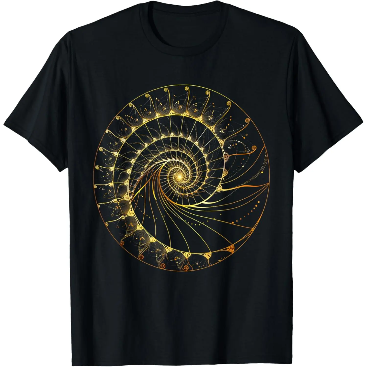 Men's Soft Short-Sleeve Casual Graphic Streetwear T-Shirt - Fibonacci Spiral Ratio, Mathematicians' Sacred Geometry Prints, Menswear Top, Shortsleeve, Tshirt