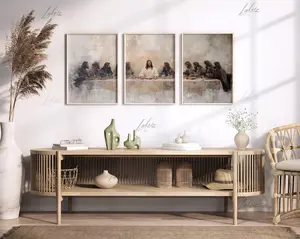 LakelzDecor The Last Supper Oil Painting Printable, Jesus Set of 3, Leonardo Da Vinci Parable LDS Bible Renaissance Christian Faith Shepherd