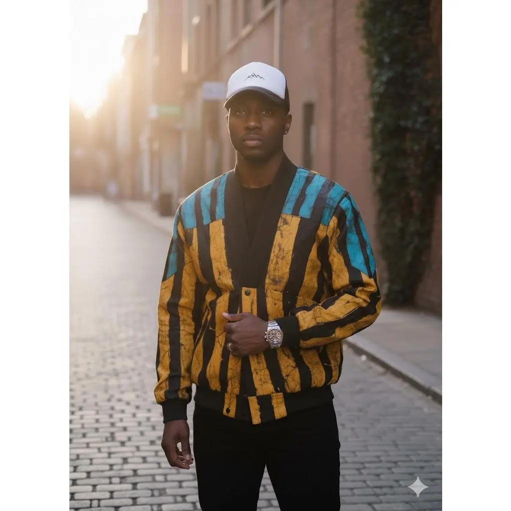 Obafemi Adire African print cotton Jacket for Men