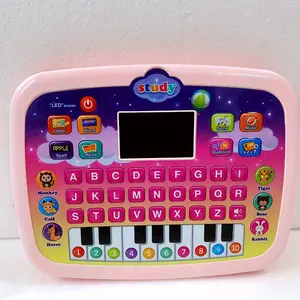 1pcs interactive learning board, LED screen educational machine with letters, numbers, words, music and math, for early development, battery powered (36V or below), plastic material, pink and green Interactive English learning machine with LED screen - te