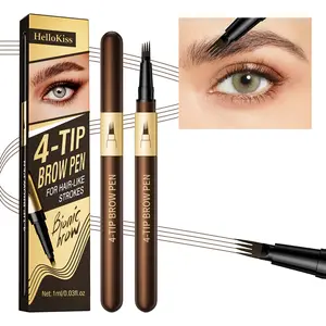 Realistic Brow Micro-Carving Pen, 4-Prong Tip Dual-Ended Design, Liquid Waterproof Formula Smooth & Durable, Suitable for Women's Daily Use & Refined Makeup Creation