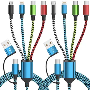 USB A/C 4 in 2 Charging Cable,Dual Type C Mulit Charging Cable, Universal Charging Cables for All Devices, Phone Charger Cord Adapter 2 USB-C/IP/Micro Port for Cell Phones Tablets Galaxy PS & More : Electronics