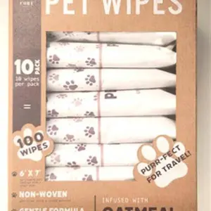 Travel Packs of 10ct Pet Wipes in Kraft Paper Box - Oatmeal