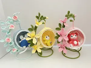 Crochet Hanging Chairs, Crochet Hanging Baskets for doll, Crochet Roses, Crochet Flowers, Handmade Flowers, Knitted Roses, Crochet Gifts