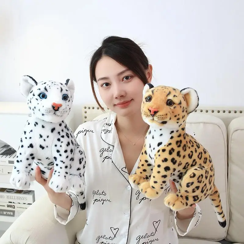 Lifelike Leopard Plush Toys Stuffed Soft Wild Animal Doll Snow Panther White Tiger Pillow Children Kids Birthday Gift