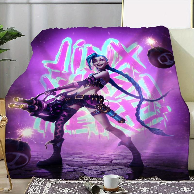 Hot Anime Arcane HD Blanket Cool Jinx Throw Blanket for Home Bedroom Bed Sofa Travel Office Warm Blanket for Winter