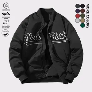 Men’s fashionable letter-contrast baseball jacket—lightweight, comfortable, multifunctional outdoor street-style jacket with a retro, zippered closure; suitable for daily outings and running exercises in spring and autumn.