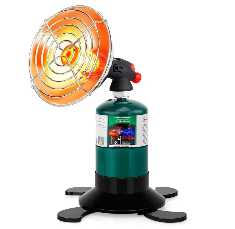 Portable Propane Heater with Heat Control Valve, Folding Tank Holder - Cordless Outdoor Heater for Camping, Garage, Compact