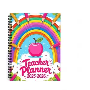 Teacher Planner Diary Notebook Rainbow Apple Pattern, Teacher Appreciation Gift, 2026 School Supply, Organize Lessons & Schedule