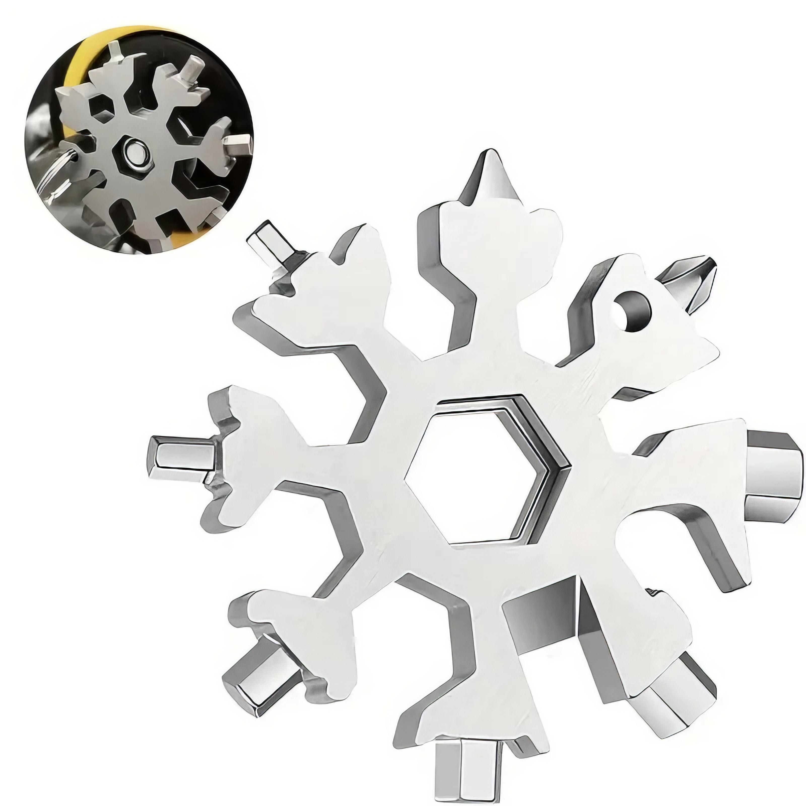 1/2 Snowflake Multi Functional Tool Silver, Unique Multi Functional Tool Screwdriver and Wrench, Gift for Men and Dad