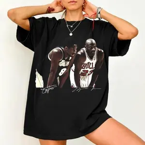 [Sale of Up To 15% + Free Ship] Comfort Colors Michael Jordan and Kobe Bryant Basketball Legends Tee, Green Retro Sports Shirt