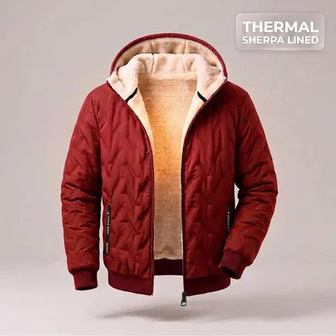 【JOGWAVE】Men’s Thick Fleece Pull-On Hooded Jacket, Casual Wear Polyester Sports Outerwear