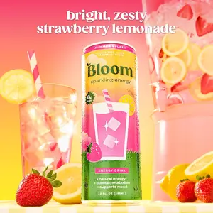 Bloom Nutrition Sparkling Energy Drink - Natural Caffeine, Zero Sugar, 180mg Caffeine - Antioxidant-Rich with Green Coffee Bean, Green Tea Extract, Prebiotics - Summer Splash - 12oz 12 Pack