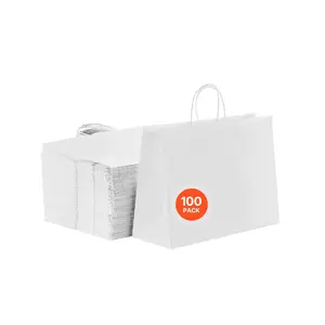 VEVOR Kraft Paper Bags with Handles, 100Pcs 18x 7x 19 in, Large Paper Grocery Bags, Reusable 100 Recycled Take - Out Sacks, Plain Party Bag Bulk for Birthday, Wedding, Business, Goody, BrownVEVOR Super Brand Day