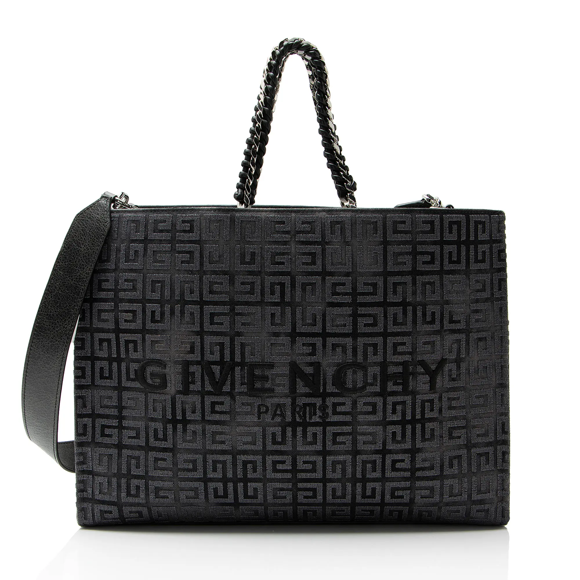 Pre-owned GIVENCHY Canvas Tote Bags 4G Embroidered Chain Medium G Tote