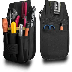Small Tool Bag with Belt Clip, Multi-Pocket Holster Organizer, Tool Bag Holder Lightweight Durable Fabric for Electrical Construction Maintenance