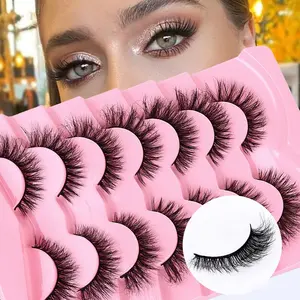 High-Quality 6D Curled Handmade False Eyelashes, 7 Pairs Set, Voluminous and Dense, Realistic Natural Look, Ideal for Stage Makeup