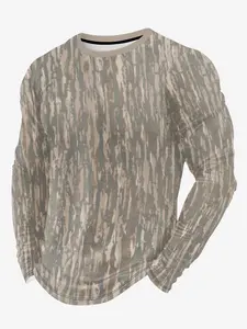 Men's Camouflage Print Round Neck Long Sleeve T-Shirt, Casual Fashion Streetwear Breathable Sports Top, Spring & Fall
