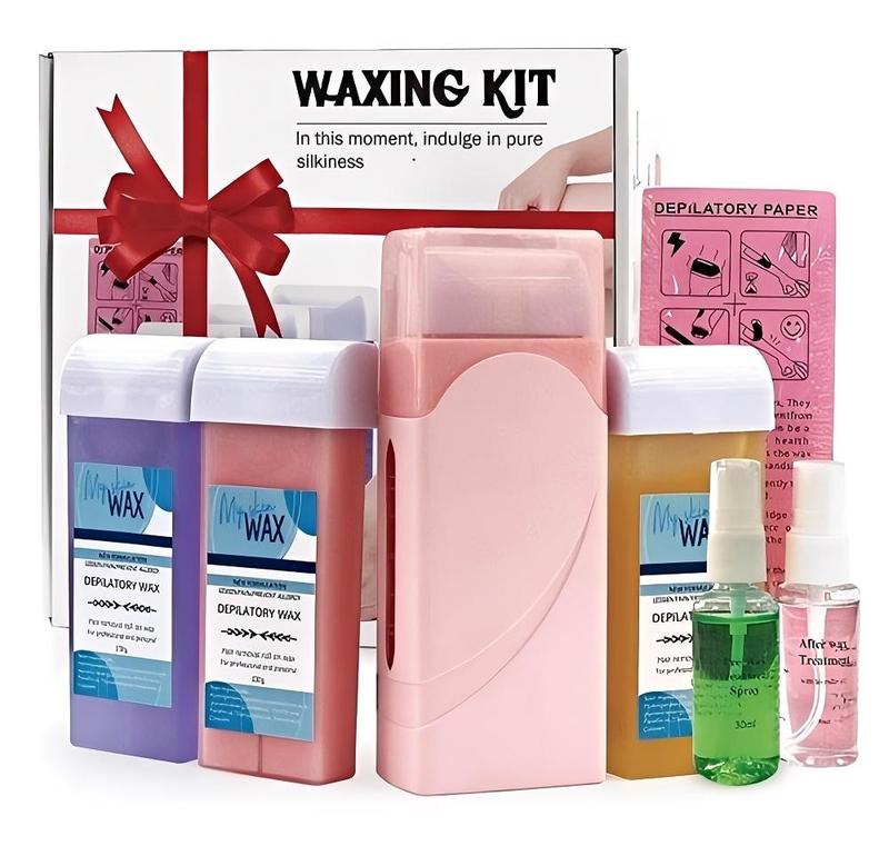 Roll On Wax kit,Waxing Kit for Women, Wax Roller, Roll On Wax Warmer for Hair Removal,at Home Waxing Kit for body face leg ,Soft Wax Heater
