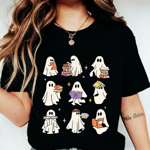 Ghosts Reading Books Shirt , Retro Trendy Women's Tshirt