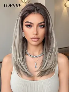 13x4 Lace Front Wig, Glueless Beginner Wig, Short Straight Hair with Layers, Natural Fashionable Look, Lightweight Breathable, Medium Length, All Seasons