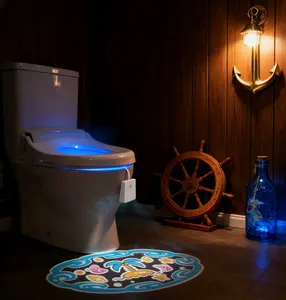 Toilet Projection Night Light | Motion Sensor LED Toilet Bowl Light | 16-Color Bathroom Nightlight | USB Rechargeable Waterproof Design