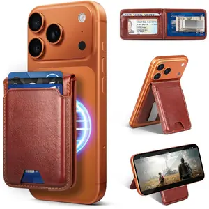 Compatible with Magsafe Case with Card Holder for Men Women  Ultra-Thin Wallet Bracket Adjustable Bracket for  17/16/15/14/13/12 Pro/Pro Max/PlusSeries,Brown