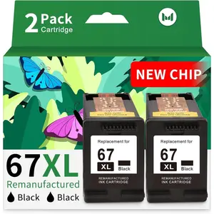 67XL Black Ink  Combo Pack Replacement for  Ink 67 67xl  Printer Ink for DeskJet 2700e 2700 2855e 2800e 2755e 2755 2734e Envy 6055e 6400 6000 Envy Pro 6452 6458 Printer (2 Black)