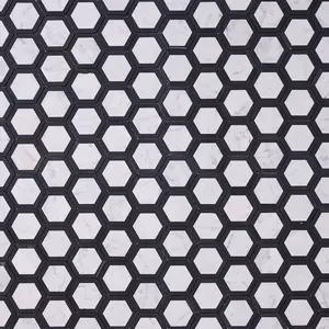 Carrara White Phantom Hex with Black Marble Polished/Honed