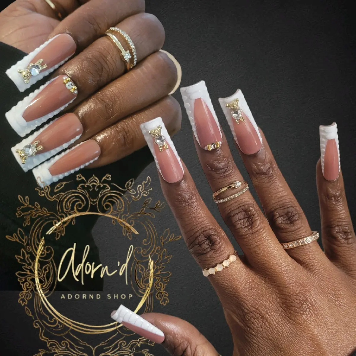 Beary White Croc Print press on nails