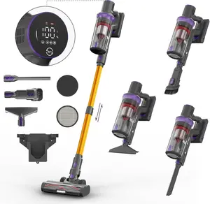 Cordless Vacuum Cleaner, Stick Handheld Rechargeable Lightweight 4-in-1 Vacuum for  Hardwood Floor Carpet  Litter Cleaning, 45KPa Suction 50Mins Running Time, LED Display Screen
