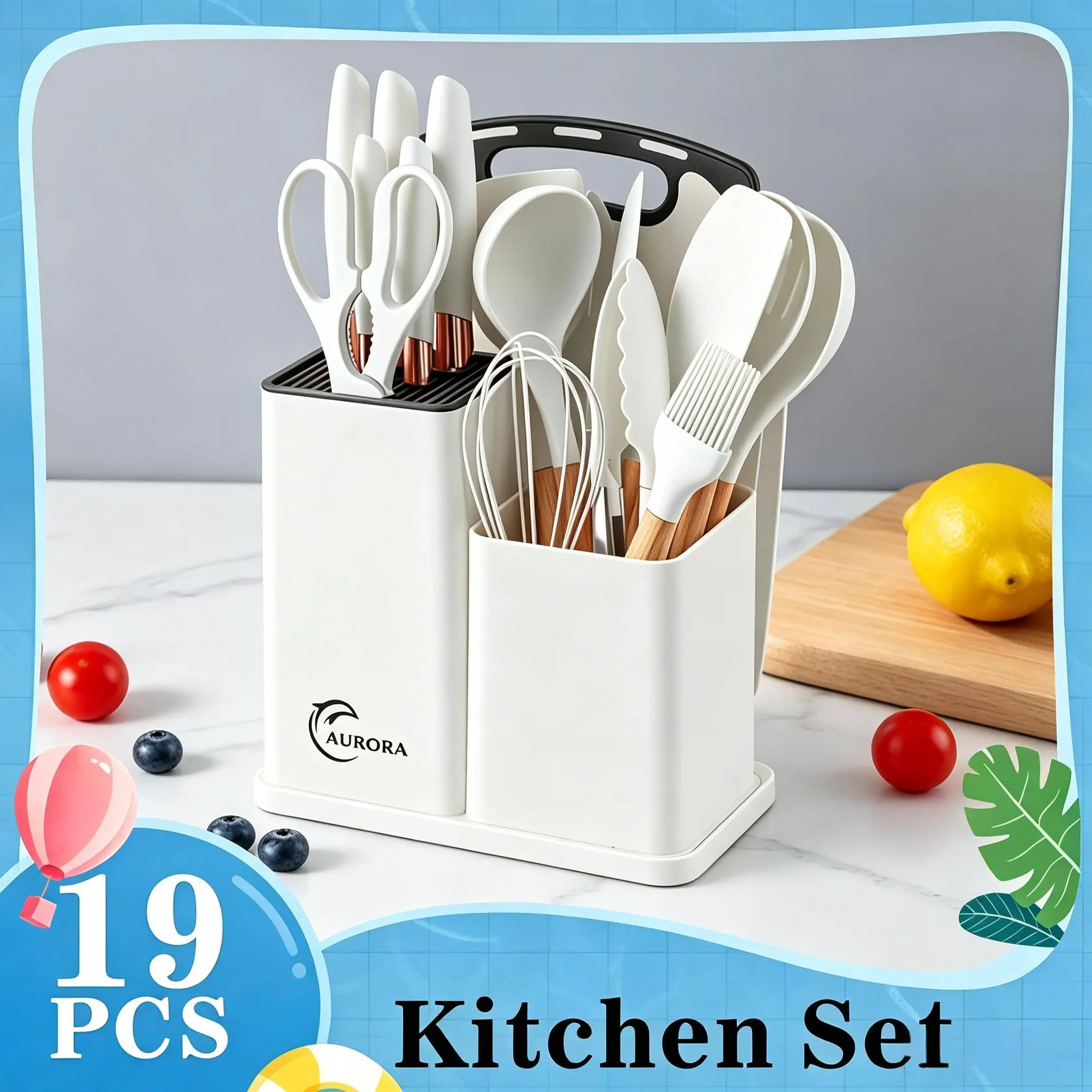 19-Piece Kitchen Set + MultifunctionalStorage: End KitchenClutter! Full of ritual forcooking & stir-frying, boostsefficiency. Stylish,practical, complete set non-stick compatible tool