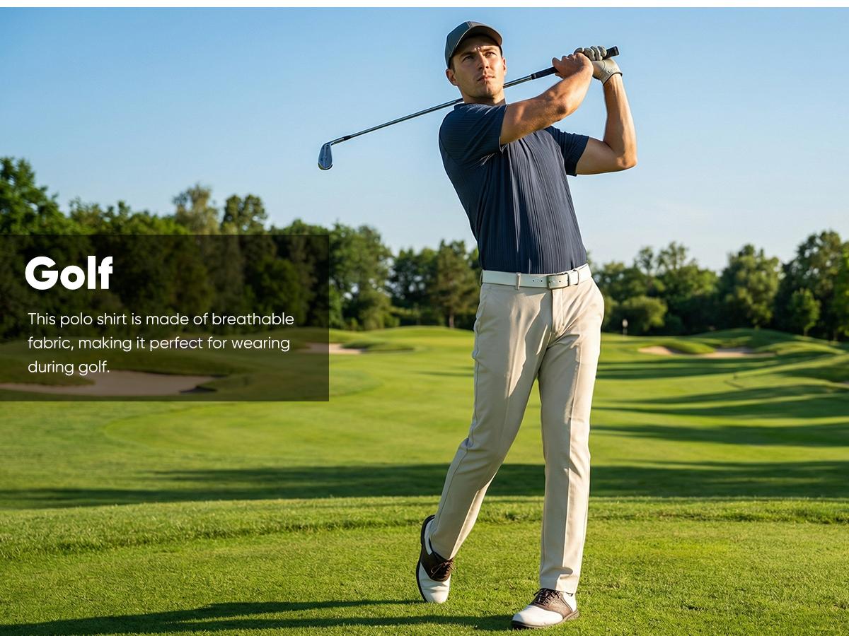 JMIERR 2026 Mens Casual Knit Polo Shirts Stretchy Old Money Textured Short Sleeve Dress Golf Shirts