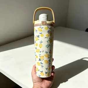 Owala Lemon Floral 30oz Stainless Steel Water Bottle Leakproof Built In Straw Travel Tumbler