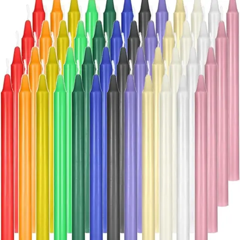48-Piece Durable Mini Colored Candle Chimes Set - Unscented Spell Candle Light Holders (16cm-6.5in Tall, 0.4in Diameter), Cozy 2h Warm Glow Casual Witchcraft Aesthetic Decor, Easter Home Supplies