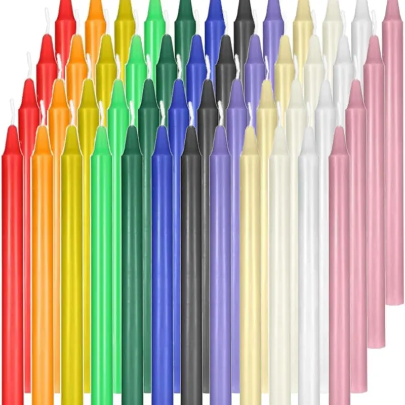 48-Piece Durable Mini Colored Candle Chimes Set - Unscented Spell Candle Light Holders (16cm-6.5in Tall, 0.4in Diameter), Cozy 2h Warm Glow Casual Witchcraft Aesthetic Decor, Easter Home Supplies