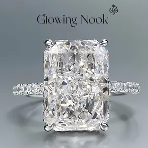 S925 Sterling Silver Ice Flower Cut Rectangular Ring 9*13mm 8A Cubic Zirconia Ring Fashion Jewelry Accessory Woman Girl Promise Ring custom jewelry gift