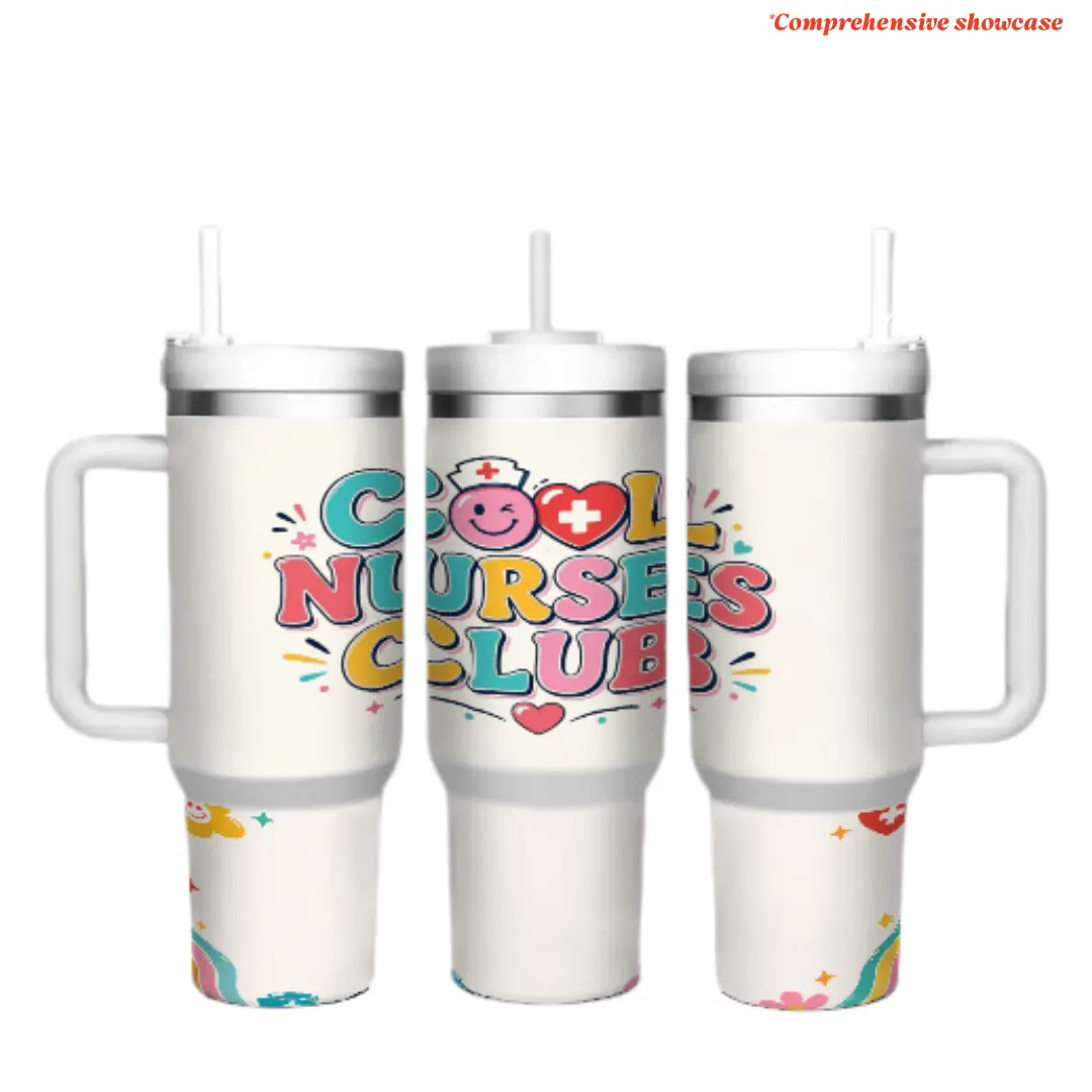 40oz Nurse Appreciation Tumbler with Handle and Straw, 304 Stainless Steel Healthcare Worker Gift Cup, Double Wall Insulated Travel Mug for Registered Nurses Nursing Students Hospital Office Home Car Outdoor Use