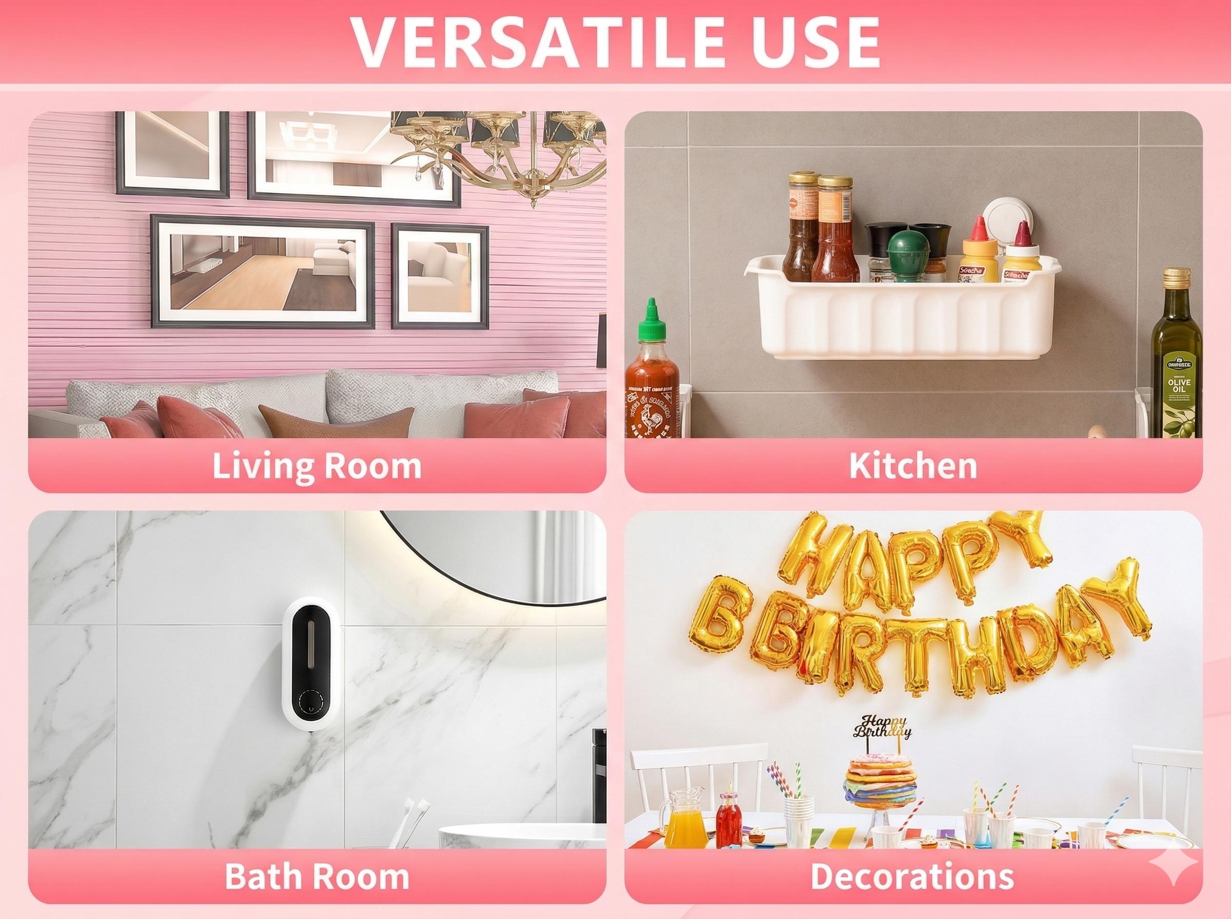 Removable Picture Hanging Strips Nail-Free Double Sided Adhesive Strips No Damage Wall Mount for Frames Hook & Loop All-in-one Heavy Duty