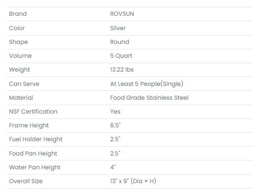 [FLASH SALE] ROVSUN 5 QT Round Silver Chafing Dish Buffet Set with Glass Lid & Holder