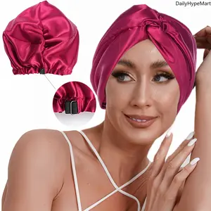Adjustable Satin Cross Sleep Cap, Twisted Turban Hat for Beauty & Daily Use