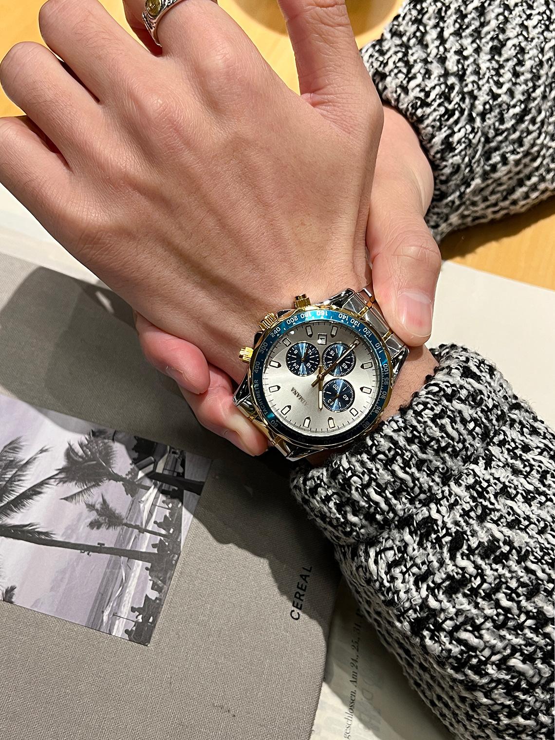 Swiss Luxury Men's Multifunctional Watch - Luminous Quartz Wristwatch with Premium Steel Band, Waterproof Business Style