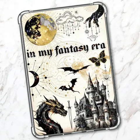 Dragon Fantasy Cardstock Insert for Kindle | Aesthetic Kindle Decor Accessories | Romantasy Bookish Stickers ipad accessory | Gold Dragon