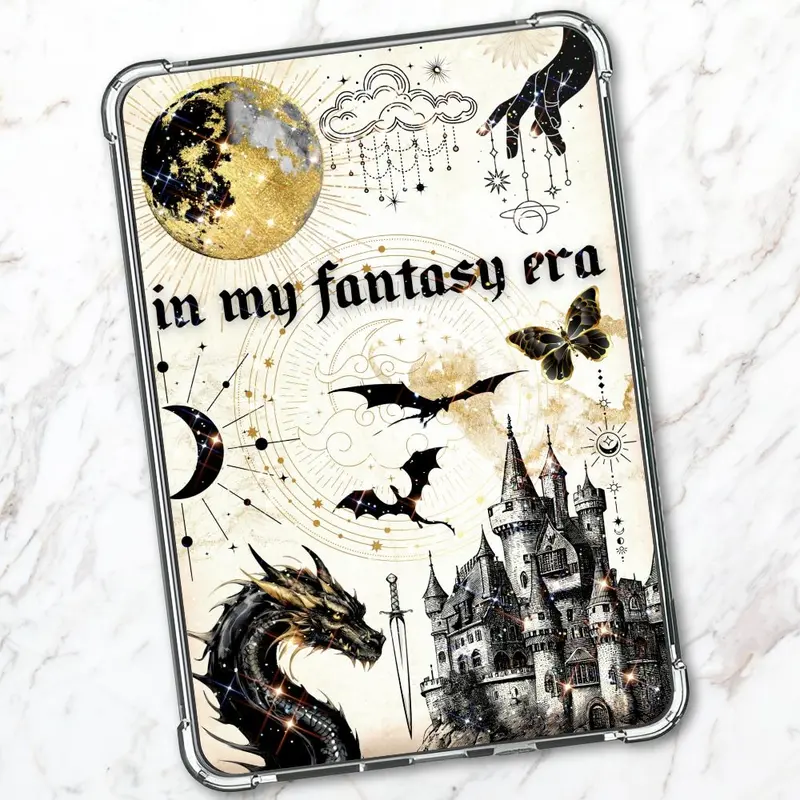 Dragon Fantasy Cardstock Insert for Kindle | Aesthetic Kindle Decor Accessories | Romantasy Bookish Stickers ipad accessory | Gold Dragon