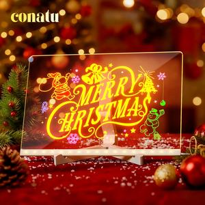 Conatu LED Light-Up Drawing Board Acrylic Erasable Dry Erase Board with Stand Markers Tracing Paper Reusable Art Board Great Christmas & Halloween Gift for Kids